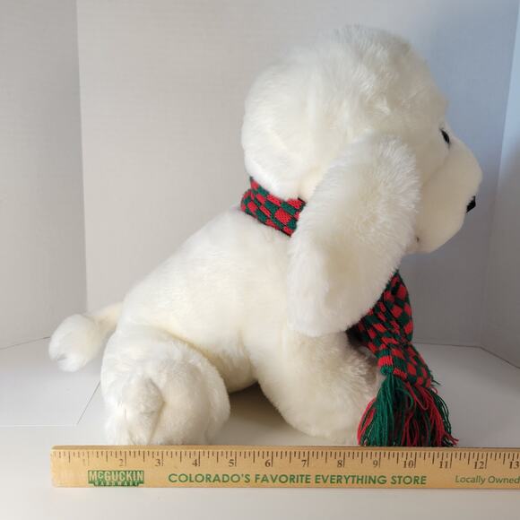 Cuddly Messengers Christmas Dog Plush Stuffed Animal 14" White Puppy Holiday - Picture 5 of 16